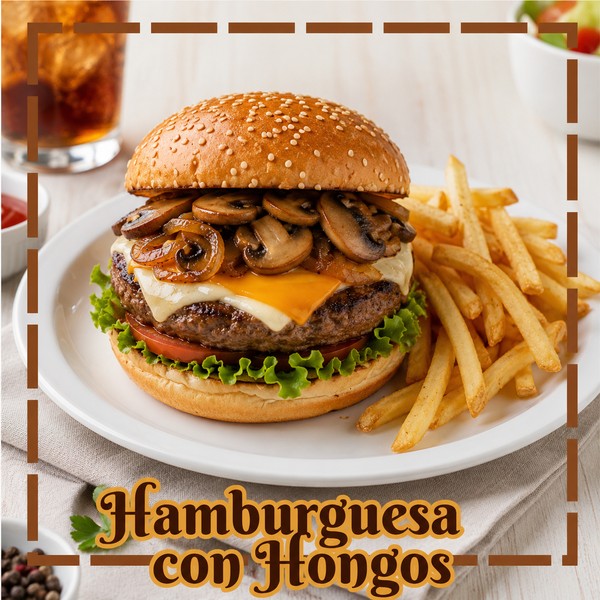 HAMBURGUESA CON HONGOS