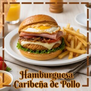 HAMBURGUESA CARIBEÑA DE POLLO