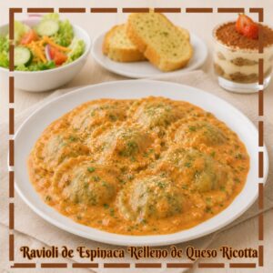 RAVIOLI DE ESPINACA RELLENO DE QUESO RICOTTA