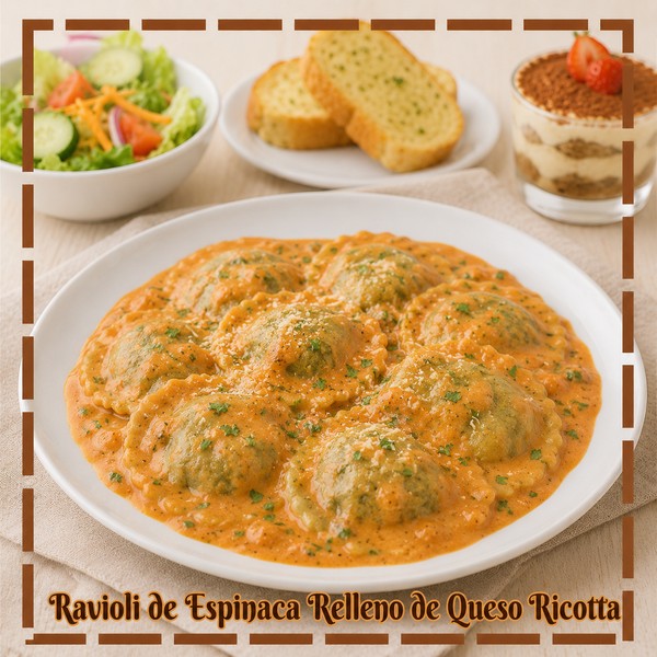RAVIOLI DE ESPINACA RELLENO DE QUESO RICOTTA